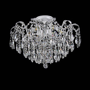 Кришталева люстра на 6 ламп біла із срібною патиною VL-L7097/6 (WY)