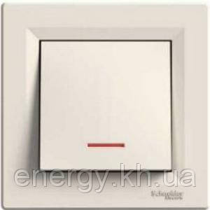 Вимикач 1-кл. з підсвічуванням крем Asfora EPH1400123