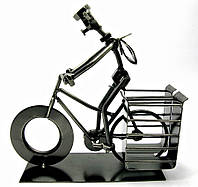 Техно-арт подставка под ручки "Велосипедист" металл (19х21х7,5 см)