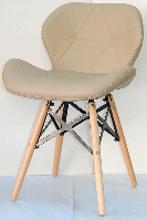 Стул Invar XXL кожзам бежевый 06, на буковых деревянных ножках, скандинавский стиль, дизайн Charles Eames