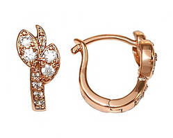 Сережки дитячі XР. Позолота ЧВ. Камені: білий циркон. Довжина: 1,4 см. Ширина: 6 мм.