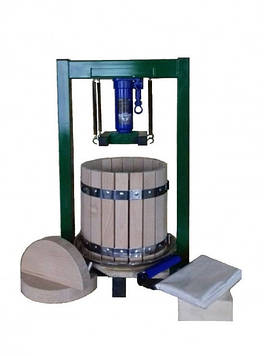 Прес з домкратом на 25 літрів для соку винограду, яблук , овочів з дубової кошиком.