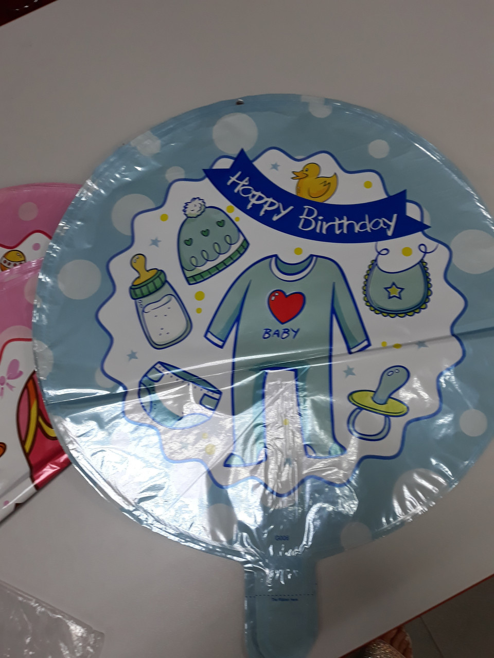 Повітряна куля фольгований круглий з написом " Happy Birthday для хлопчика, фото 1