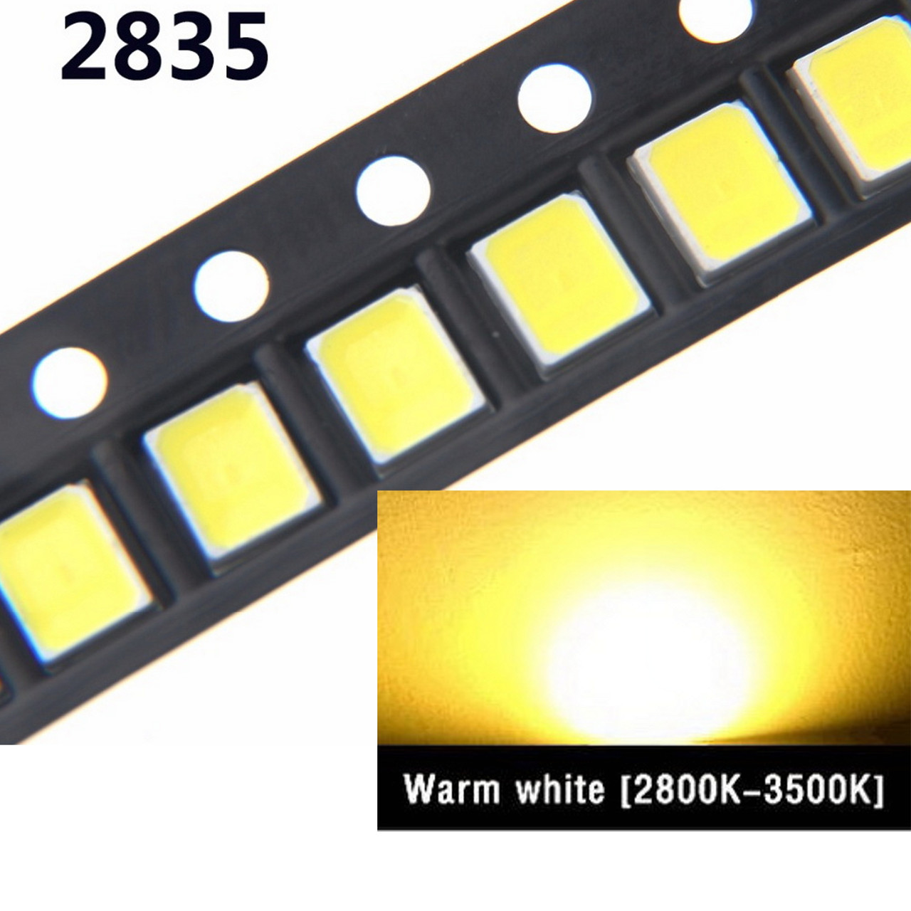 Теплі білі (3000-3200К) світлодіоди SMD 2835, 1 Вт, 6 В, 150 мА