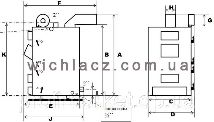 Котел твердотопливный длительного горения WICHLACZ GK-1 31 кВт - фото 4 - id-p111740451