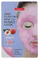 Кислородная маска для лица с экстрактом персика PUREDERM Deep Purifying Pink O2 Bubble Mask Peach