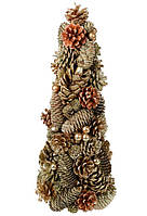Елка декоративная из натуральных шишек с ягодами, 43см, цвет - коричневый, набор 2 шт