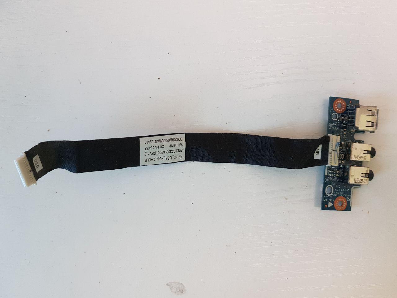 Шлейф USB + Jack 3.5 Asus K53B