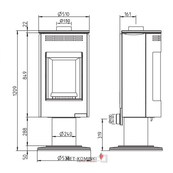 Печь камин на ножке Thorma Andorra Exclusive серая (круглая печка) - фото 6 - id-p45328344