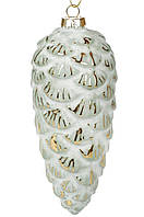 Новогодний шар стекло "Шишка с золотом" елочный шар, 17см, цвет - пастельный мятный, набор 6 шт