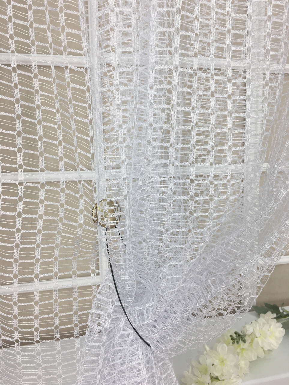 Тюль готова Сітка "Айріс Біла", 3 метри
