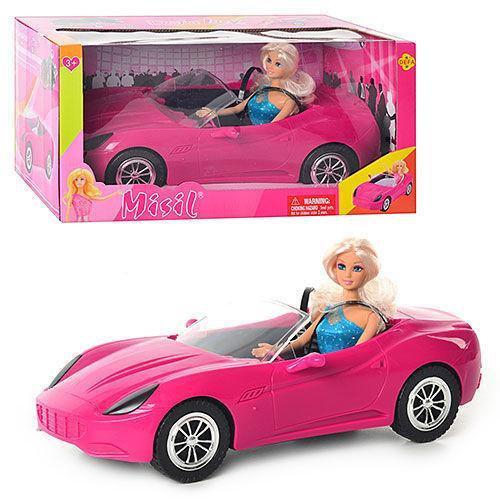 Лялька в рожевому спортивному купі Porshe / Лялька з машинкою Defa 8228/Машинка для дівчинки