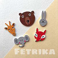 Ґудзики "Зоопарк" дерев'яні, 15-35 мм, Мікс