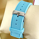 Кварцові наручні годинники Lacoste блакитного кольору циферблат з блискітками, силіконовий ремінець, фото 3