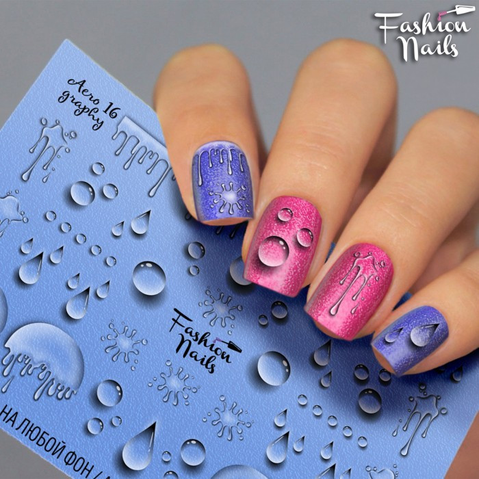 Наклейки для нігтів слайдер дизайн - крапельки арт.Aero16, фото 1