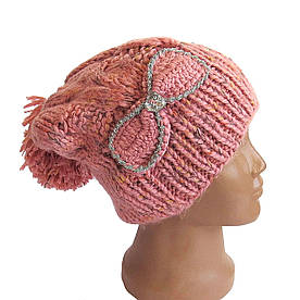 Шапка з бантом для дівчинки. 55-56 см