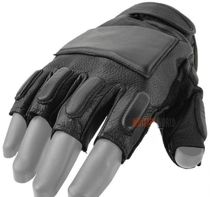 Тактические перчатки кожаные беспалые с защитными вставками MilTec Black 12515002 - фото 6 - id-p99293558