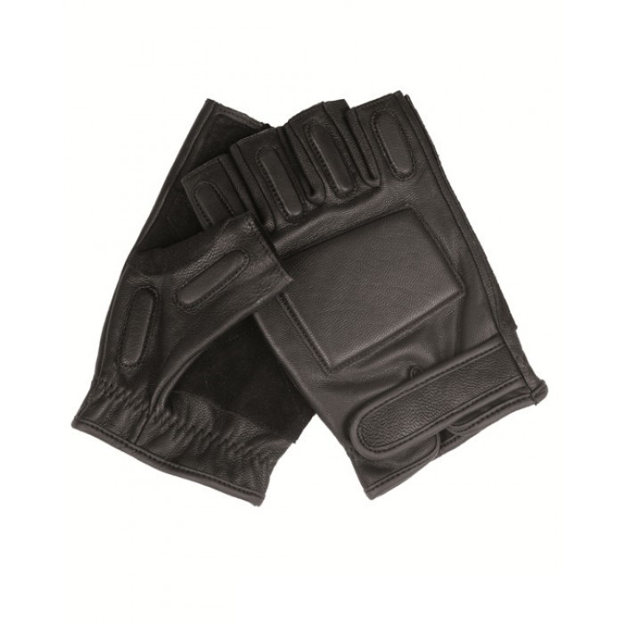 Тактические перчатки кожаные беспалые с защитными вставками MilTec Black 12515002 XL - фото 1 - id-p111778543