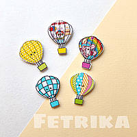 Гудзики "Повітряні кулі" дерев'яні, 23*30 мм, Мікс