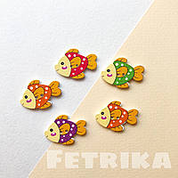 Ґудзики "Рибки" дерев'яні, 22*30 мм, Мікс