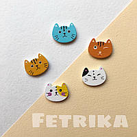 Ґудзики "Котики" дерев'яні,15*20 мм, Мікс