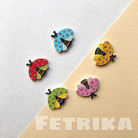 Ґудзики "Жучки різнобарвні" дерев'яні, 18*21 мм, Мікс