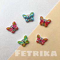 Ґудзики "Метелики різнобарвні" дерев'яні, 18*25 мм, Мікс