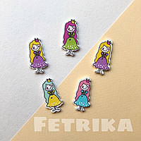 Ґудзики "Принцеси" дерев'яні, 17*34 мм, Мікс