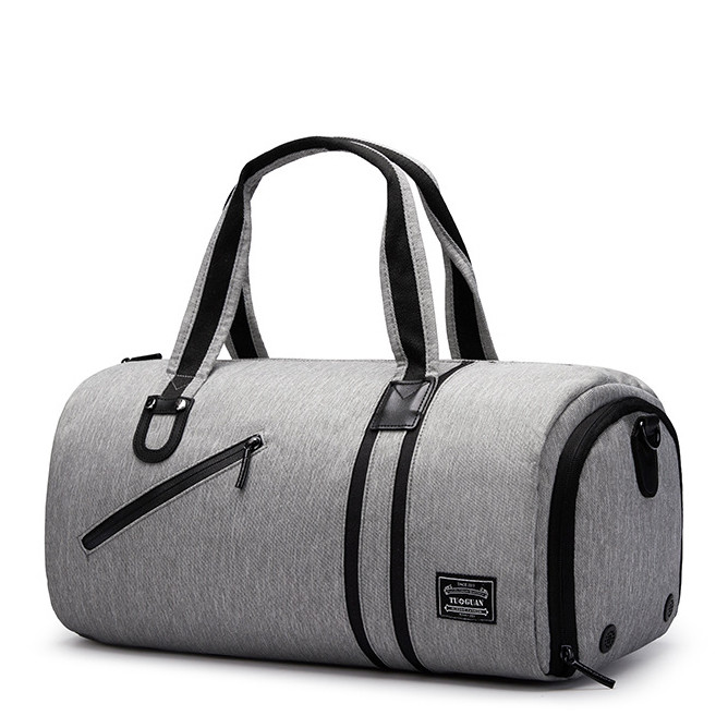 Спортивна сумка TuGuan 1811 з відділом для взуття і кишенею для мокрих речей сіра, фото 1