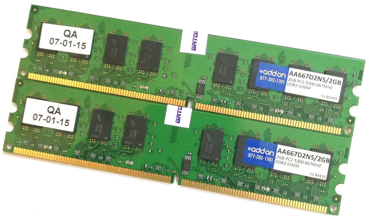 Пара оперативной памяти Addon-Memory DDR2 4Gb (2Gb+2Gb) 667MHz PC2 2R8 5300U CL5 (AA667D2N5/2GB) Б/У