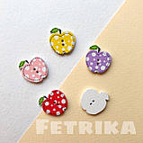 Ґудзики "Ябочки в горошок" дерев'яні, 20*21 мм, Мікс, фото 2