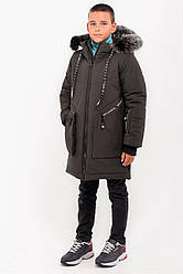 Зимова подовжена куртка з натуральним хутром для хлопчика