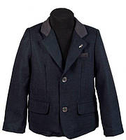 Школьный детский пиджак для мальчика с карманами на пуговицах De Salitto Италия 53280-DL темно синий