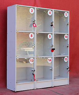 Локер на 9 комірок, прозорий, 145х120х30 см., сірий, Б/у