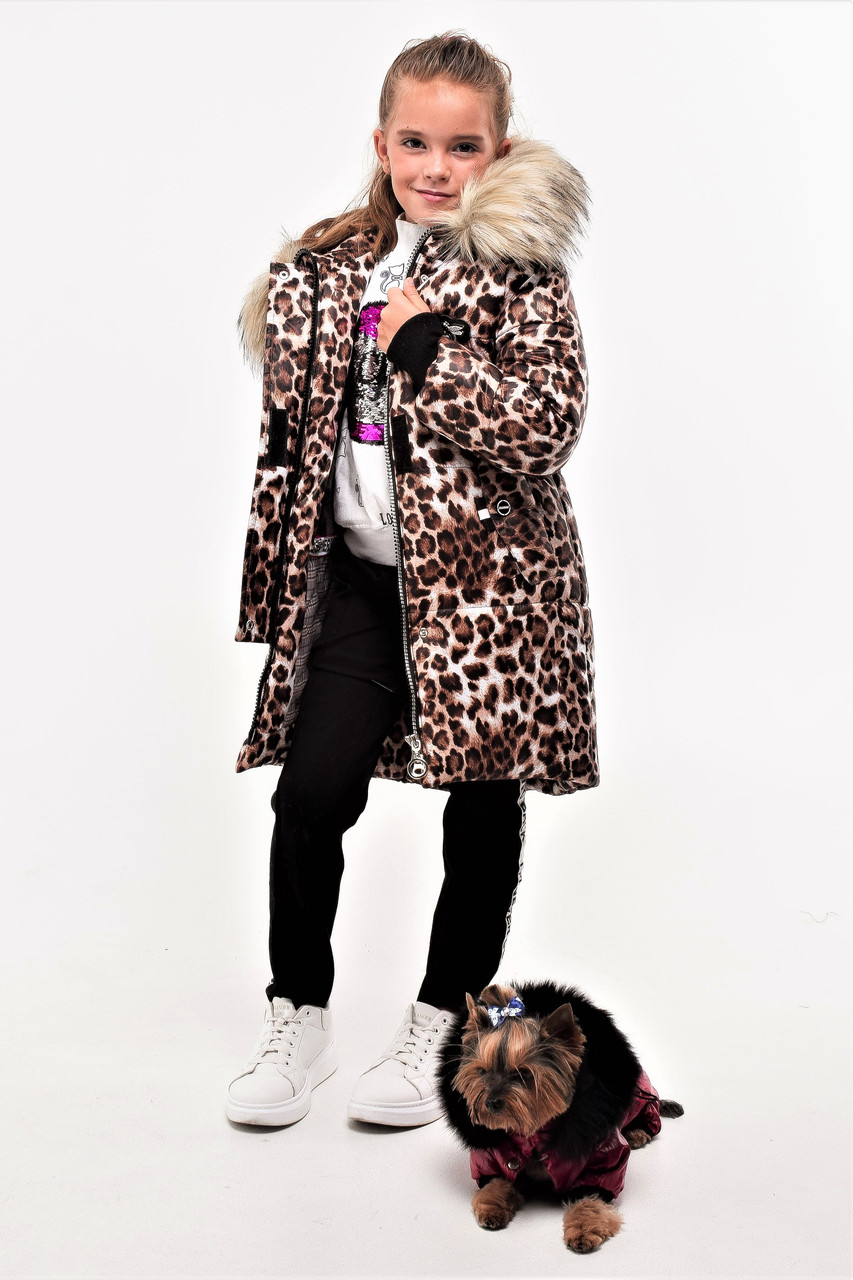 Пальто на зиму для дівчинки, леопард.