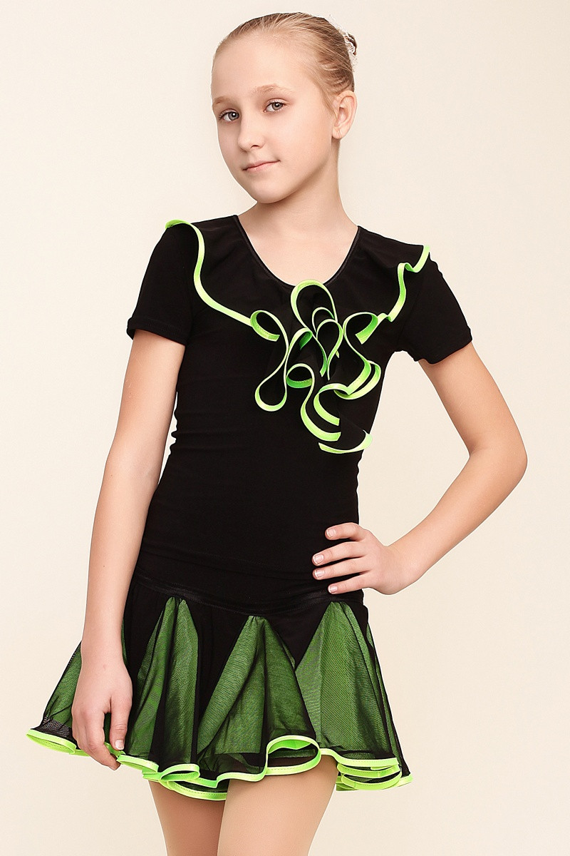 Блуза RLT72160146 (44, чорний, салатний, з кольоровим кокільі)