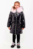 Лакове зимове пальто для дівчинки ріст 108-113 см, фото 2