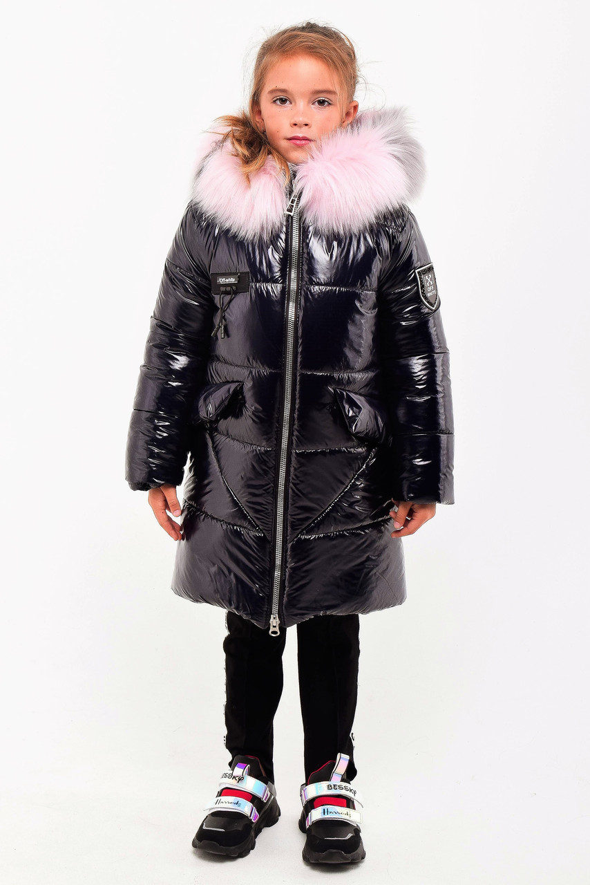 Лаковое зимнее пальто для девочки рост 108-113 см - фото 4 - id-p1017982529