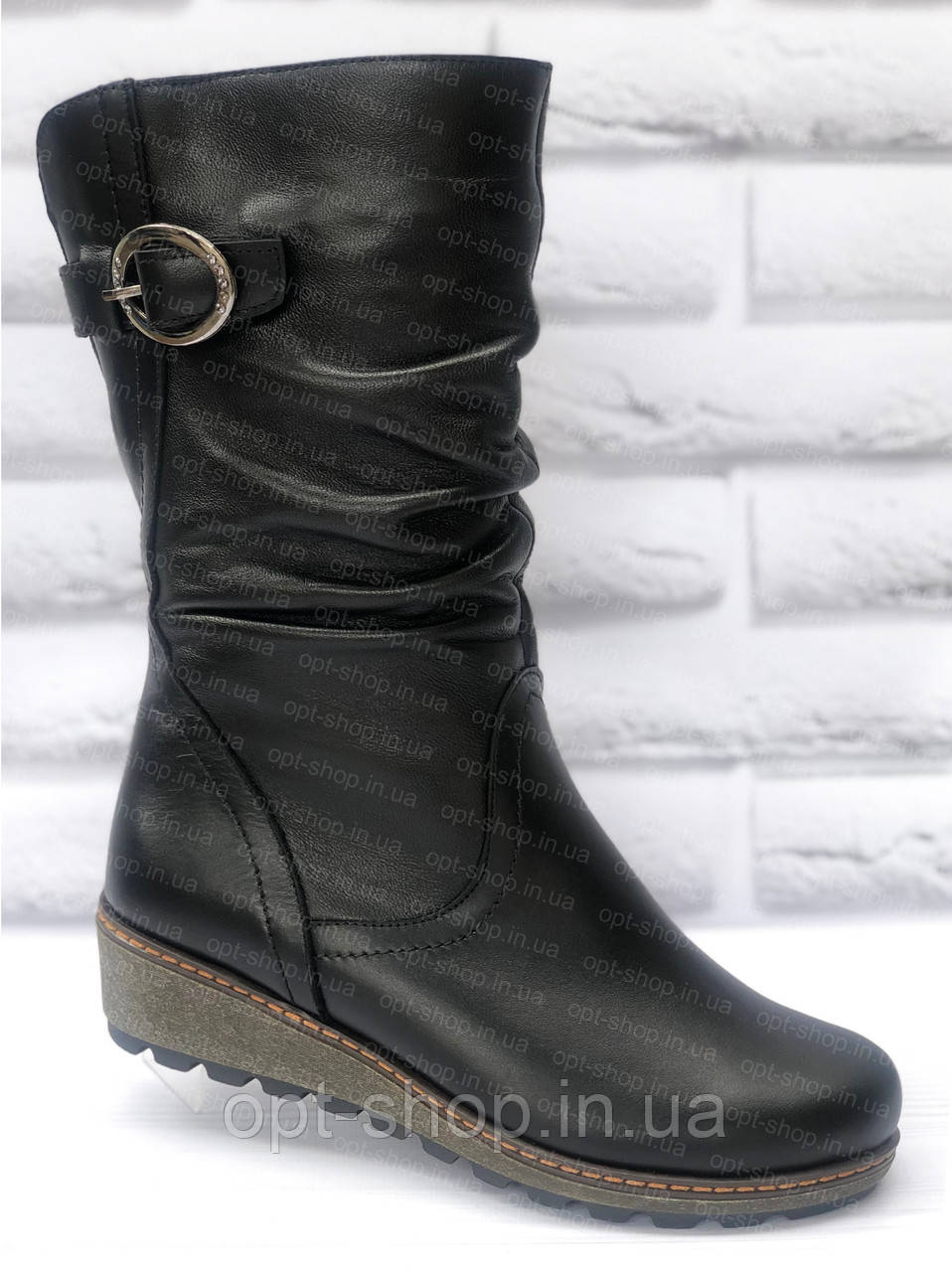 Жіночі зимові чоботи чоботи шкіряні на повну широку ногу 36-42 розмір (код: З-212)