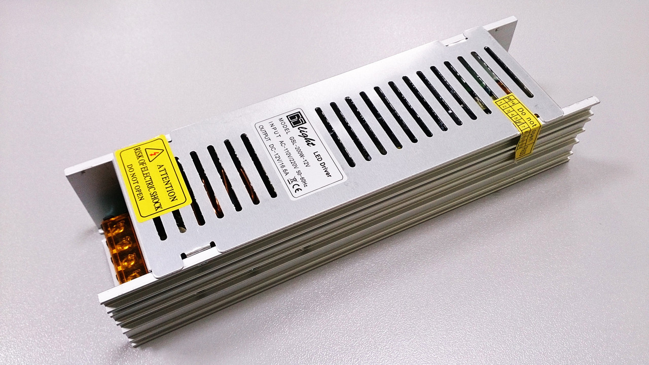 Блок живлення 12V, 10A, 120W (120Вт, 12В, 10А) негерметичний IP20, вузький