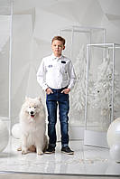 Ошатна дитяча сорочка для хлопчика Krytik Італія 74426/KR/00A Білий 128 см  ⁇  Шкільна форма для хлопчиків