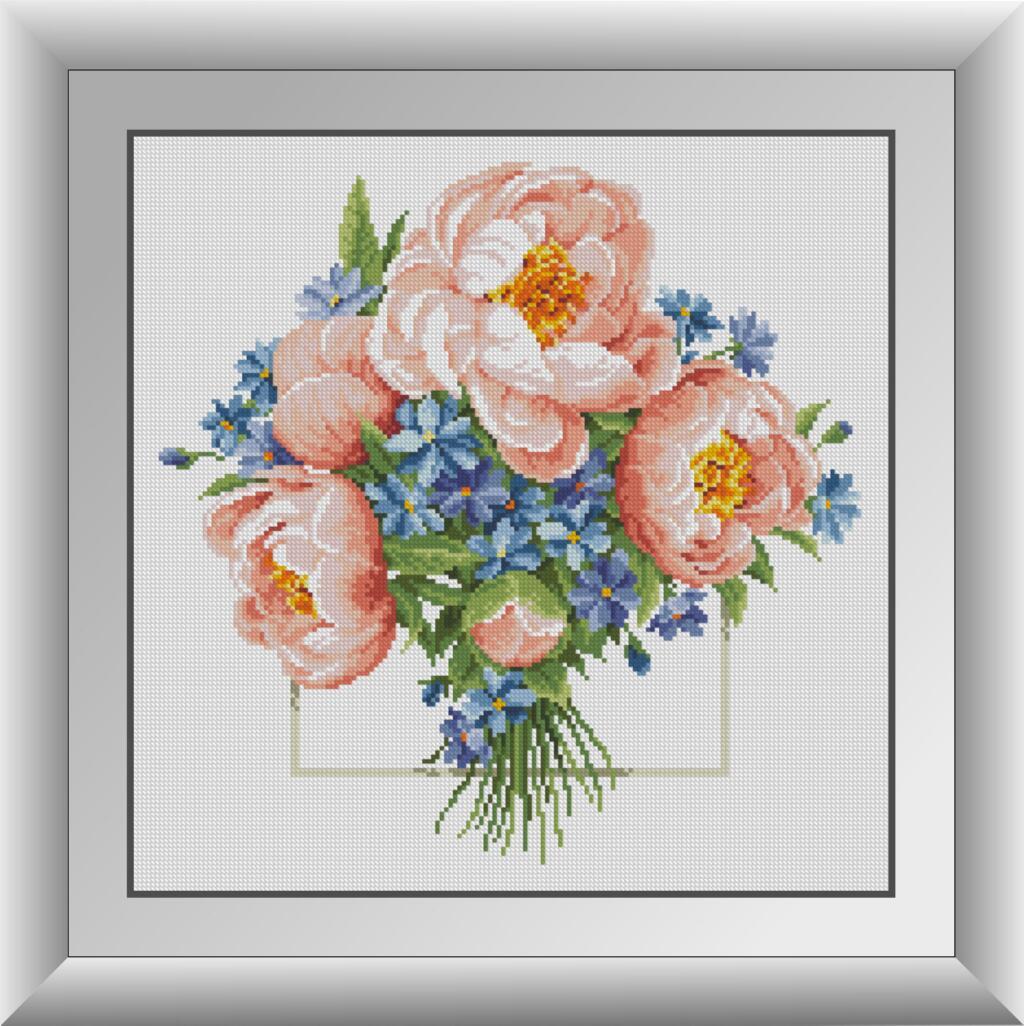 Алмазна мозаїка Букет півоній Dream Art 30871 (43 x 43 см), фото 1