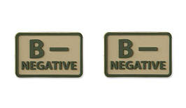 Helikon - PVC Patch - Blood Type - B - NEG - Khaki - 2 pcs (для страйкболу)