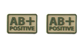 Helikon - PVC Patch - Blood Type - AB+ POS - Khaki - 2 pcs (для страйкболу)