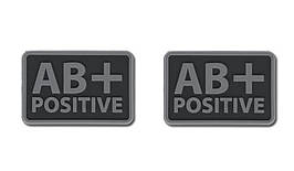 Helikon - PVC Patch - Blood Type - AB+ POS - Black - 2pcs (для страйкболу)