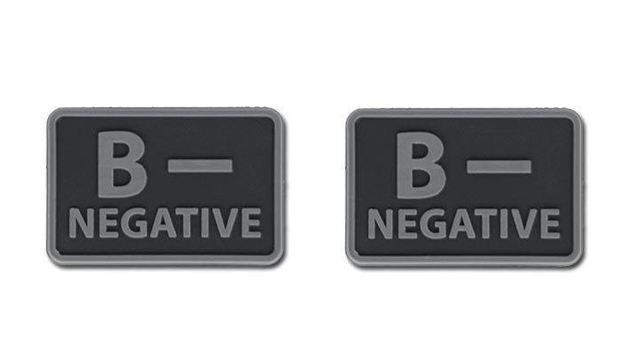 Helikon - PVC Patch - Blood Type - B - NEG - Black - 2pcs (для страйкболу)