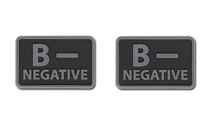 Helikon - PVC Patch - Blood Type - B - NEG - Black - 2pcs (для страйкболу), фото 1