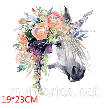 Термонаклейка Лошадь Цветы, Большая 1 Шт, Аппликация для Одежды ...