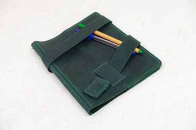 Шкіряна обкладинка для блокноту А5 Дизайн №8, натуральна Вінтажна шкіра, колір Зелений