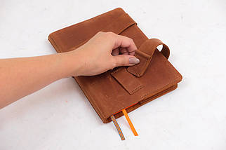 Обкладинка для блокноту А5 Дизайн №8 з натуральної шкіри колір Коньяк, фото 4